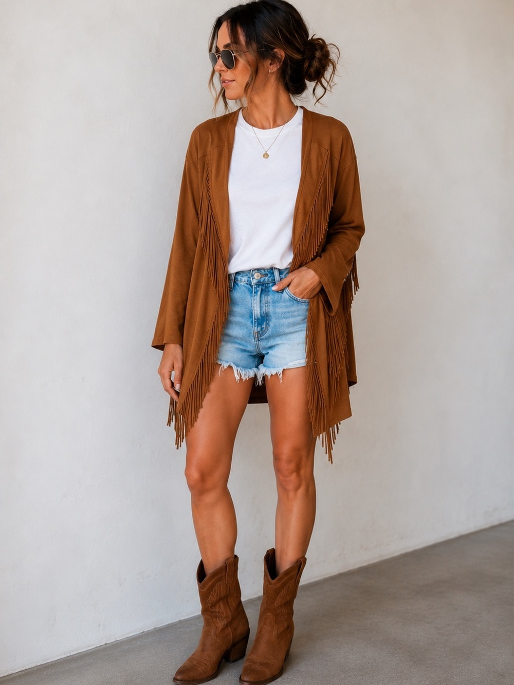 Back In The Saddle Brown Fringe Cardigan Size 2X
